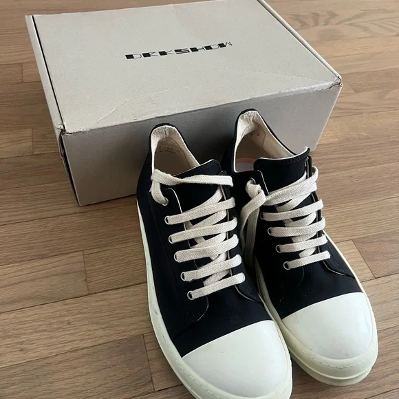 Rick Owens Black and White Men's Sneakers - Picture 1 of 4